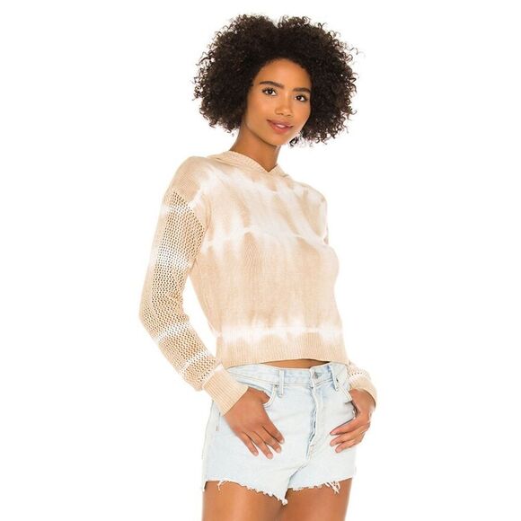 Superdown Tallie Hooded Sweater Size Medium Knit Tie Dye NWT Beige White - Picture 1 of 9